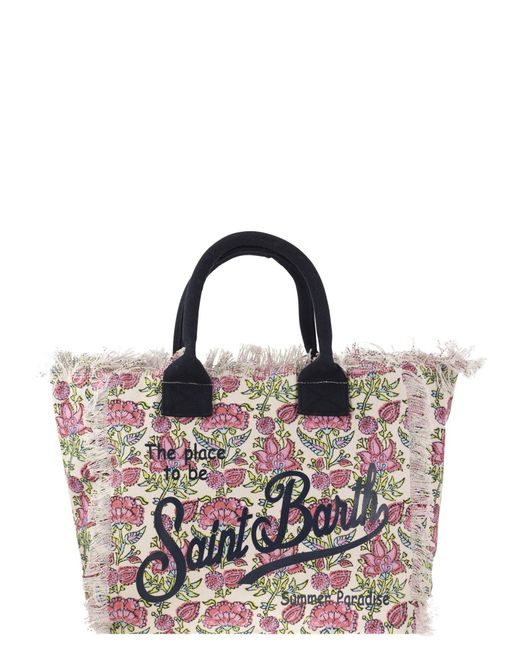 Mc2 Saint Barth Vanity Canvas Bag Met Bloemenprint in het Pink