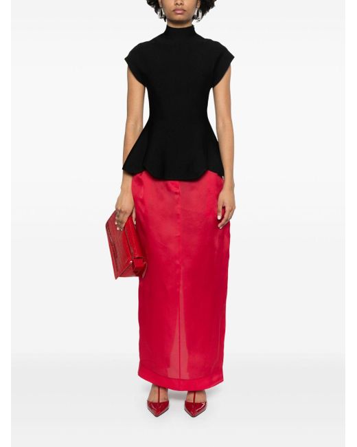 Khaite Red Lucian Silk Skirt