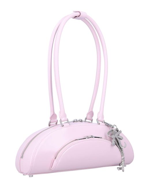 Self-Portrait Pink Curved Charm Shoulder Bag
