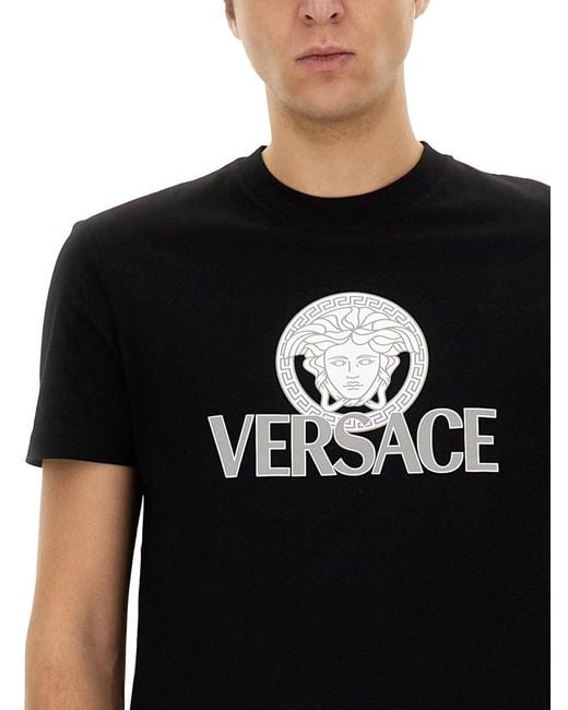 Versace Black 'Medusa' Print T-Shirt for men