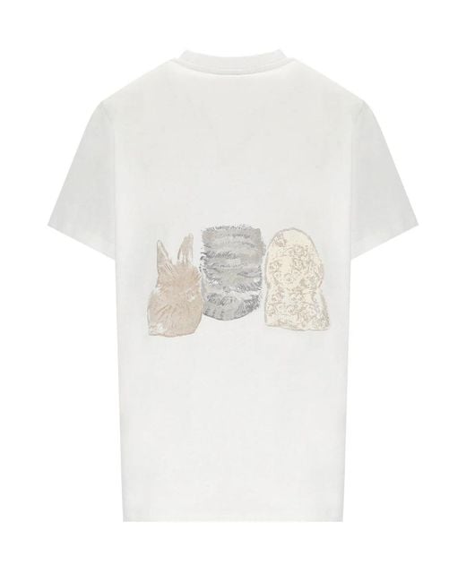 Ganni White Animals Basic T-Shirt