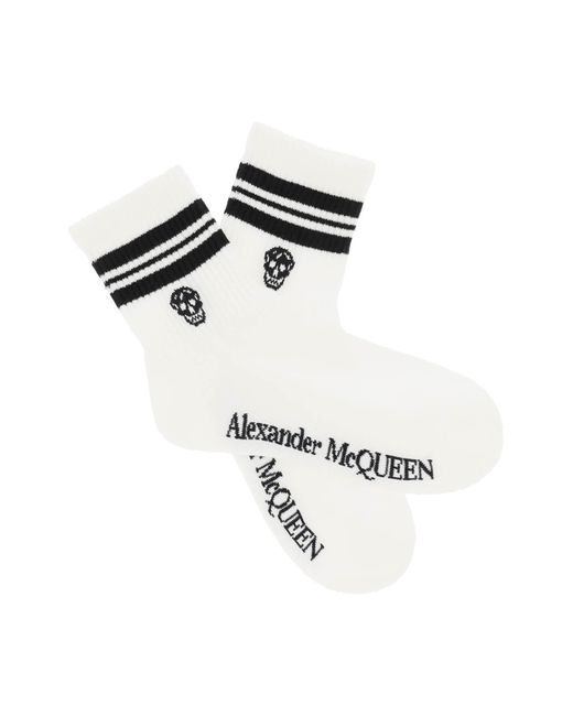 Alexander McQueen Black Stripe Skull Sports Socken