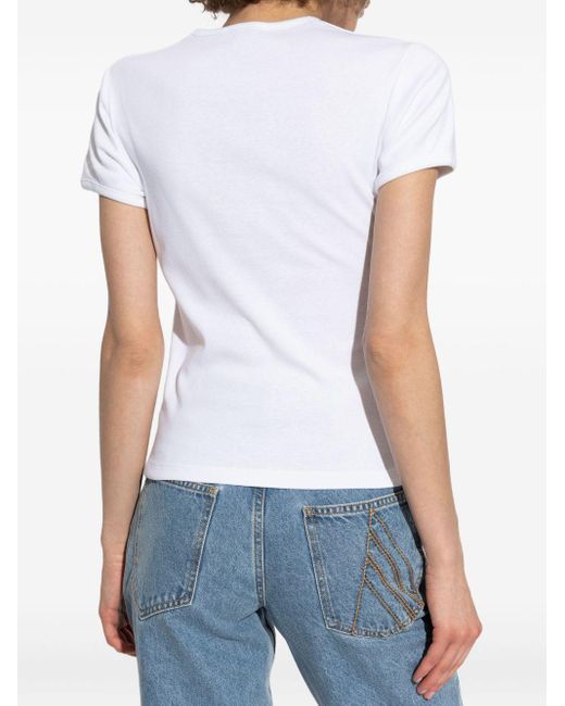 Coperni White Twist-Detail Short-Sleeve Top