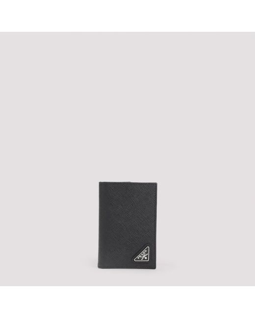 Prada Gray Mini Leather Card Case for men