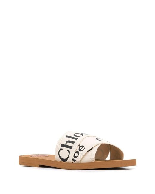 Chloé White Woody Flat Sandals