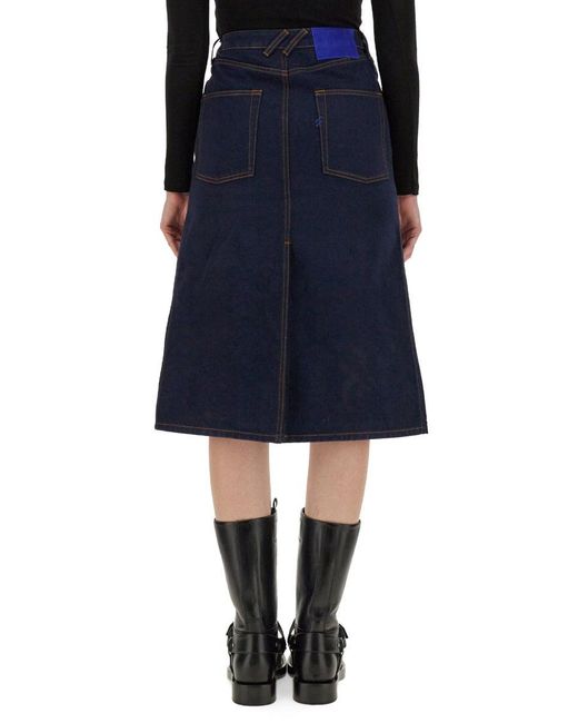 Burberry Blue Elegant Denim Skirt Size 8 Uk
