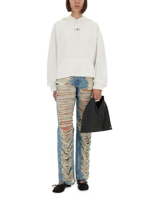 MM6 by Maison Margiela White Relaxed-Fit Cotton Sweatshirt With Minimal Logo Detail