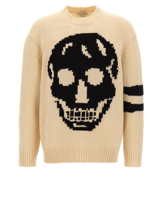 Alexander McQueen Contrast Intarsia Trui in het Black voor heren