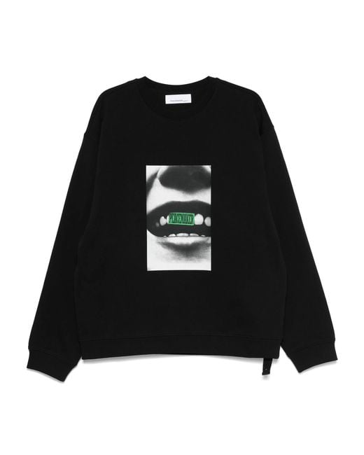 Oamc Peacemaker Black Loose Fit Crewneck Smile Print
