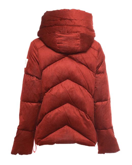AFTER LABEL Red Down Jacket Cotton Viscose Short Puffer