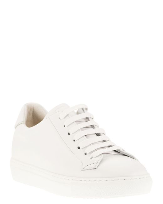Doucal's White Smooth Leather Trainers