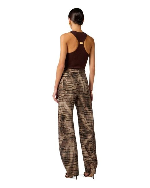 Elisabetta Franchi Natural Alligator Print Barrel Jeans