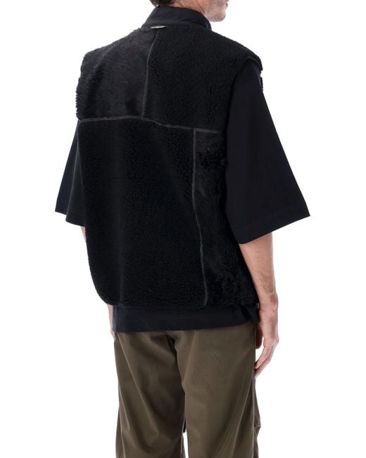 And Wander Black Mix Boa Patchwork Vest