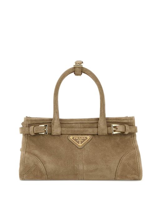 Prada Metallic Sand Suede Mini Bonnie Handbag