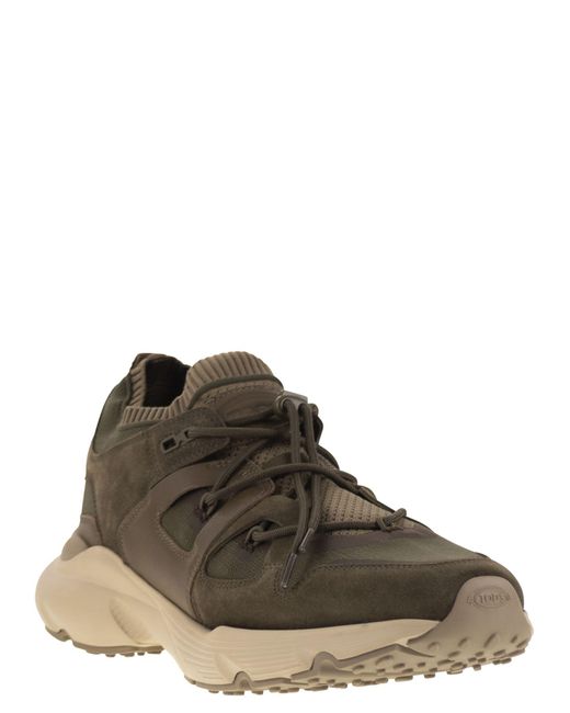 Tod's Brown Leather And Technical Fabric Sneakers for men