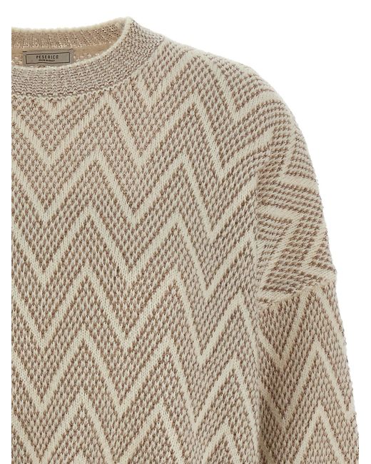 Peserico Natural Zigzag Crop Sweater