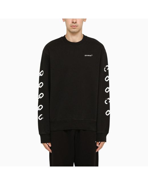 Off-White c/o Virgil Abloh Off Whitetm Black Cotton Crew Neck Sweatshirt for Men | Lyst