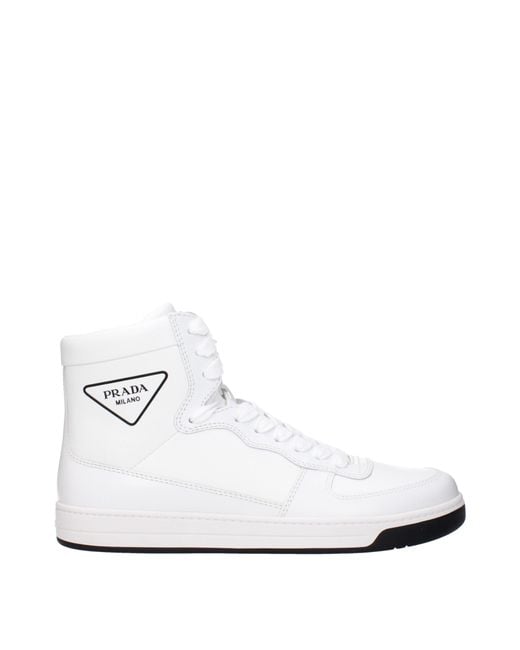 Prada White Sneakers Uomo Pelle Bianco for men