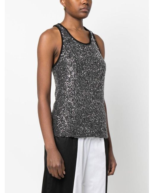 Fabiana Filippi Sequin Tank Top in Black Lyst Australia