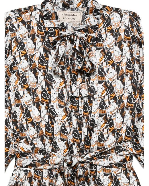 ALESSANDRO ENRIQUEZ White Printed Shirtdress