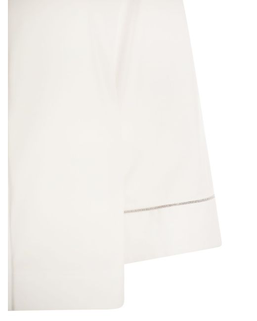 Peserico Pesico Plow Catte Koont Popline Shirt in het White