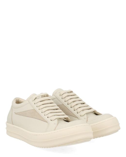 Rick Owens White Leather Low-Top Sneakers