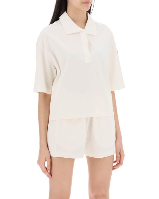 Moncler Polo Shirt Met Poplin -inserts in het White
