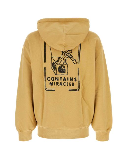 Carhartt Yellow Mustard Cotton Hooded Stamp Sweat for men