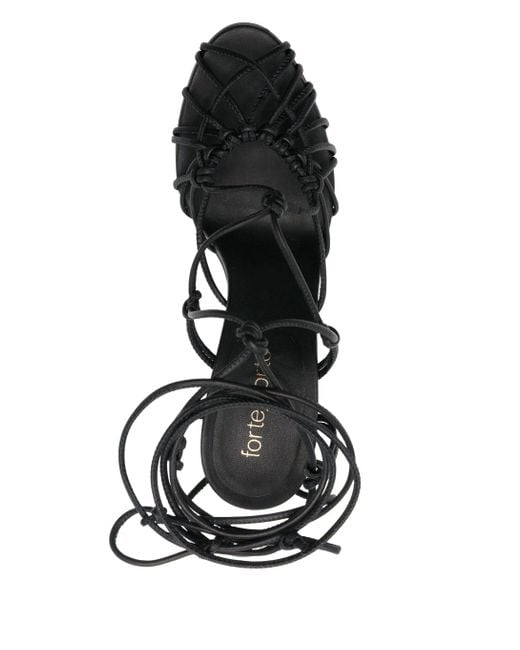Forte_forte Black Thin Heel Sandals With Leather Tubular Laces for men