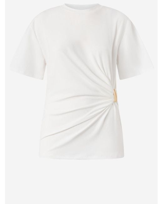 Pinko White Draped T-Shirt With Detail