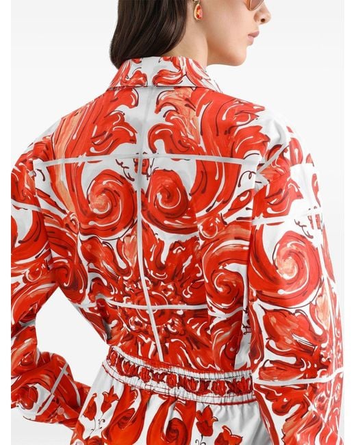 Dolce & Gabbana Red Dolce & Gabbana Majolica Print Shirt