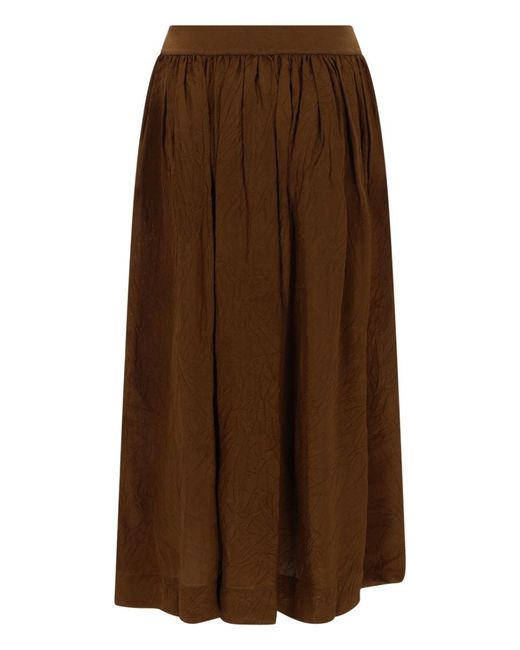 Uma Wang Brown High Waist Midi Skirt