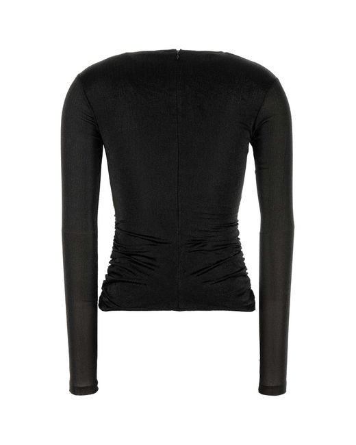 Isabel Marant Black Stretch Silk Blend Rose Top