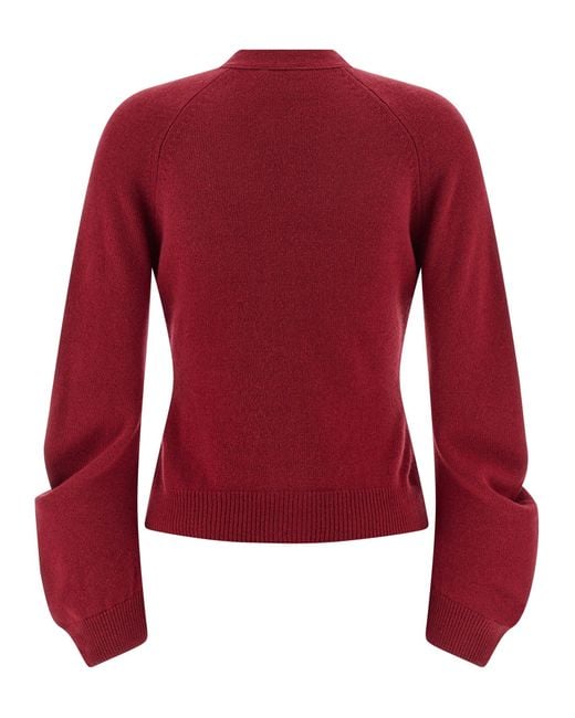 Nude Red Curved Sleeves Cardigan