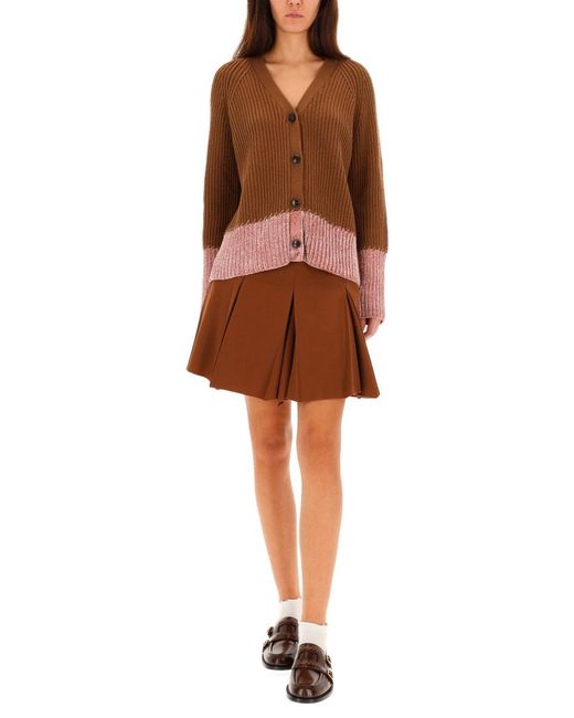 Marni Brown Color Block" Pattern Cardigan