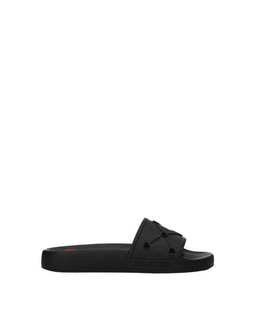 Love Moschino Black Flip Flops And Clogs Rubber