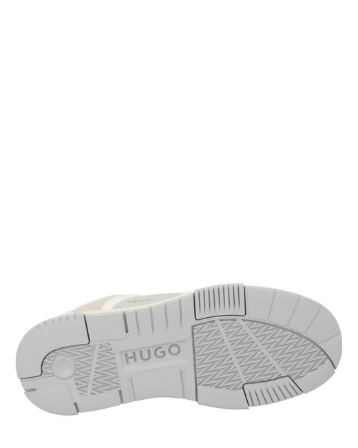HUGO White Solid Lace-Up Sneakers for men