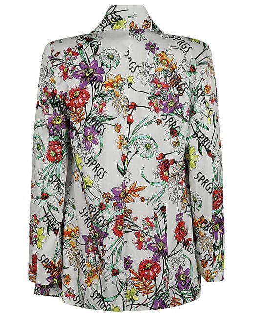 5 PROGRESS White Printed Single Breasted Jacket