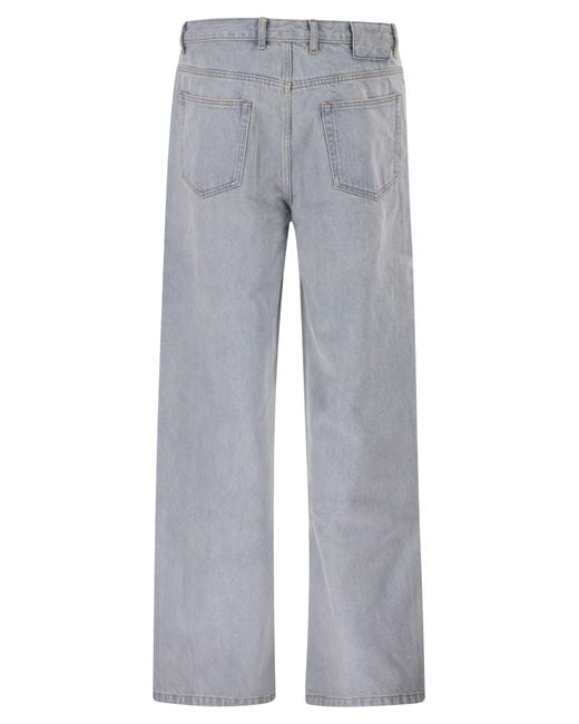 A.P.C. Gray Washed Cotton Denim Wide-Leg Jeans for men