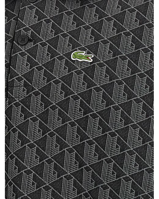 Lacoste Jacquard Monogram Polo Shirt in het Black voor heren