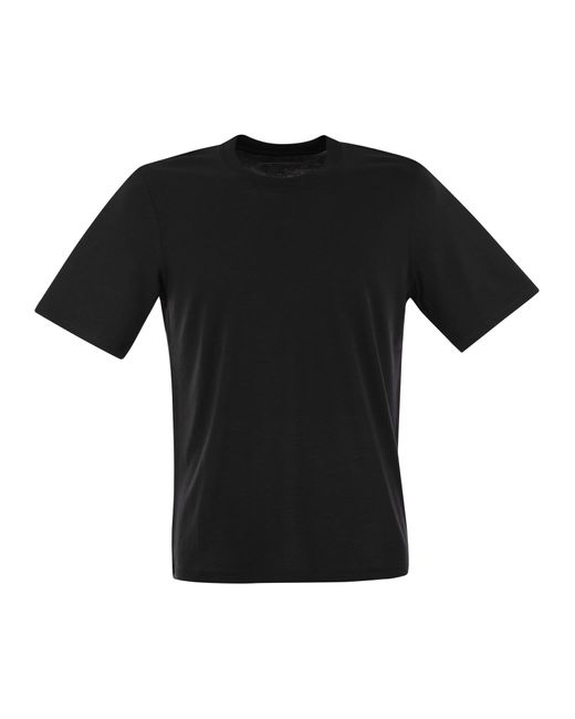 Majestuosa camiseta de manga corta en Lyocell y algodón Majestic de color Black