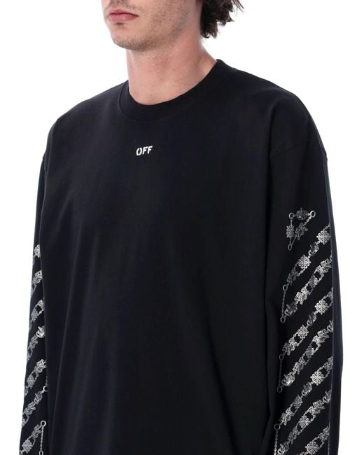Off-White c/o Virgil Abloh Black Chain Araldic Arrow Long Sleeved T-Shirt