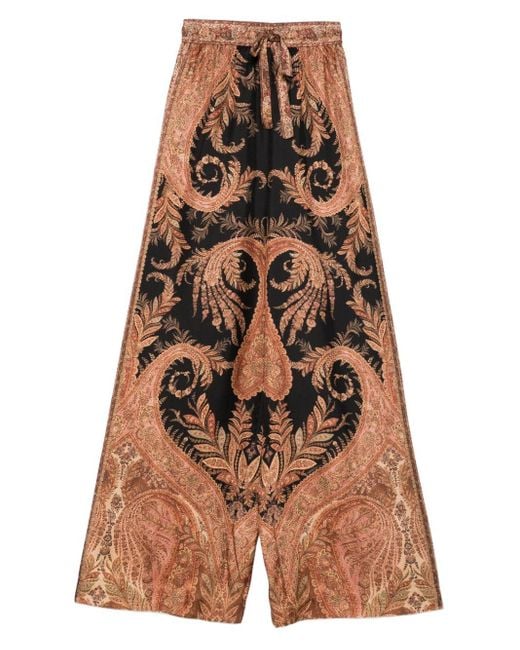 Zimmermann Brown Paisley-Print Drawstring Trousers