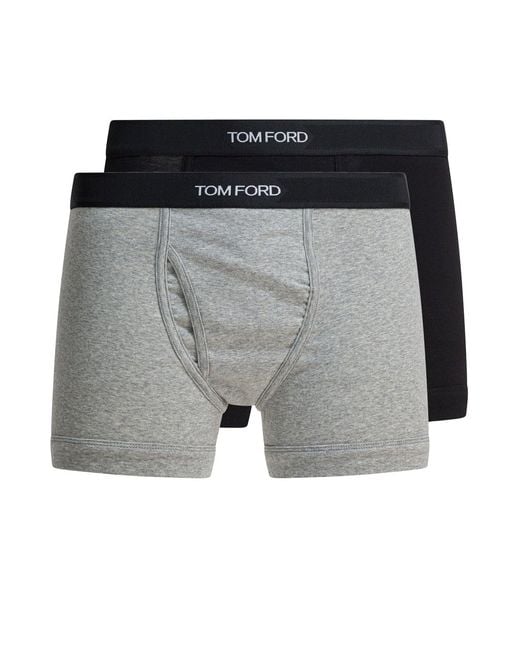 Tom Ford Gray Cotton Boxer Shorts With Logo for men