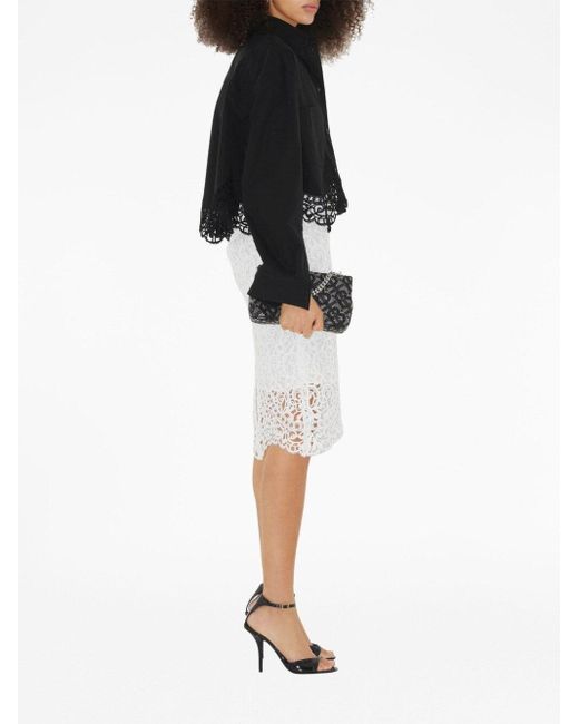 Burberry White Lace Midi Skirt