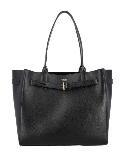 Tom Ford Black Logo Ledereinkaufstasche