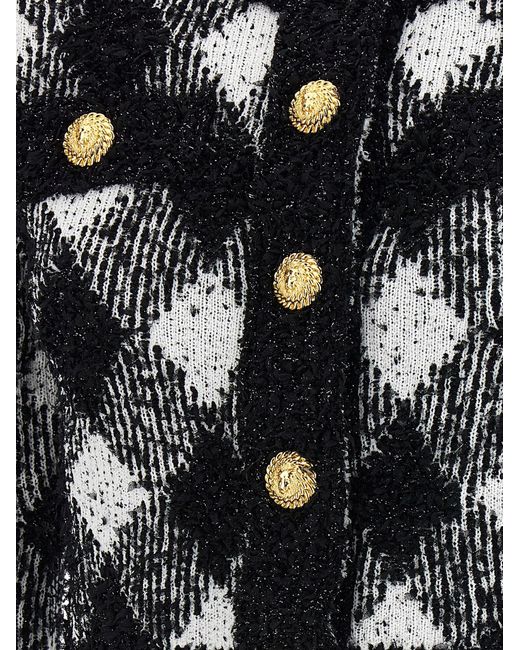 Balmain Black Vichy Tweed Short Jacket