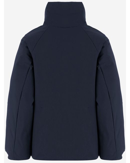Aspesi Blue Cotton Blend Jacket With High Collar And Flap Pockets