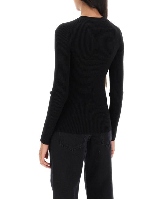 'Zana' schnitt Pullover im gerippten Strick aus Isabel Marant en coloris Black