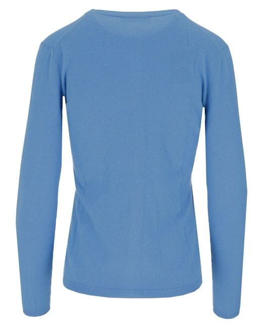 LA ROSE Blue Cashmere Round Neck